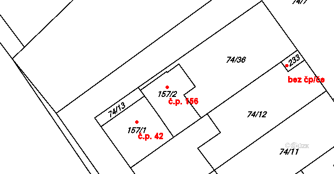 Doloplazy 156 na parcele st. 157/2 v KÚ Doloplazy, Katastrální mapa