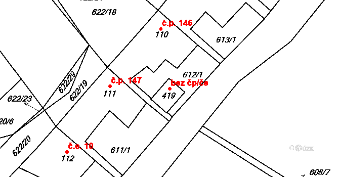 Sobíňov 87258315 na parcele st. 419 v KÚ Sobíňov, Katastrální mapa