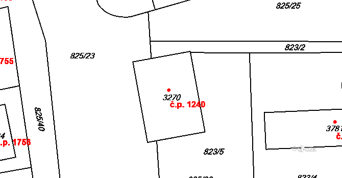 Humpolec 1240 na parcele st. 3270 v KÚ Humpolec, Katastrální mapa