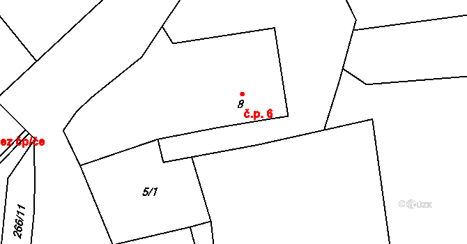 Chuchel 6, Jeřišno na parcele st. 8 v KÚ Chuchel, Katastrální mapa