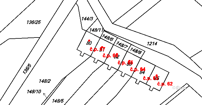 Ovesná Lhota 66 na parcele st. 81 v KÚ Ovesná Lhota, Katastrální mapa
