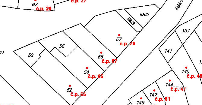 Přerov IV-Kozlovice 67, Přerov na parcele st. 56 v KÚ Kozlovice u Přerova, Katastrální mapa