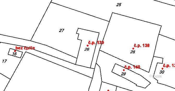 Přerov XIII-Penčice 139, Přerov na parcele st. 26 v KÚ Penčice, Katastrální mapa