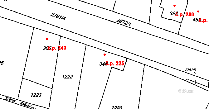 Hranice IV-Drahotuše 225, Hranice na parcele st. 346 v KÚ Drahotuše, Katastrální mapa