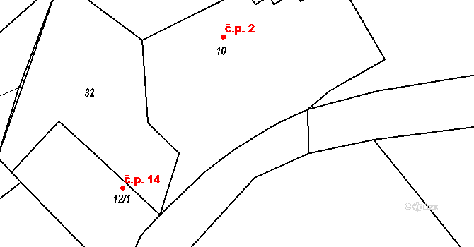 Předbořice 2, Černíny na parcele st. 10 v KÚ Předbořice, Katastrální mapa