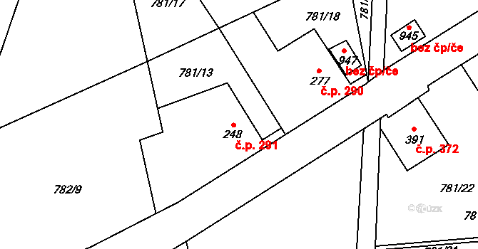 Kokonín 291, Jablonec nad Nisou na parcele st. 248 v KÚ Kokonín, Katastrální mapa