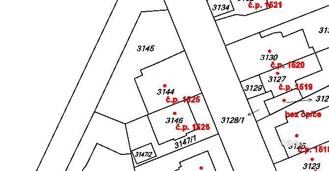 Jihlava 1525 na parcele st. 3144 v KÚ Jihlava, Katastrální mapa