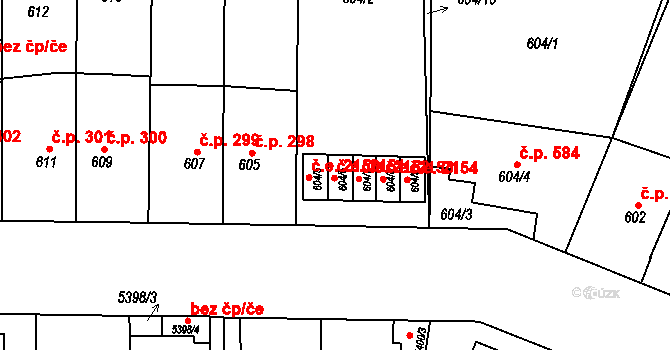 Jihlava 2151 na parcele st. 604/6 v KÚ Jihlava, Katastrální mapa