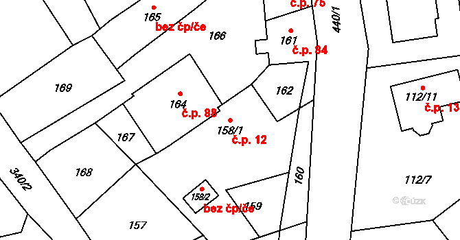 Edrovice 12, Rýmařov na parcele st. 158/1 v KÚ Edrovice, Katastrální mapa
