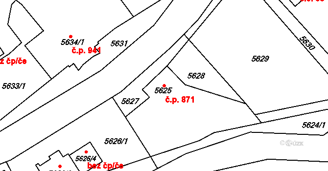 Šternberk 871 na parcele st. 5625 v KÚ Šternberk, Katastrální mapa