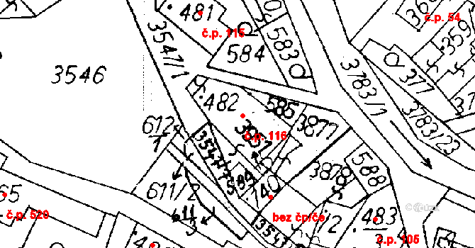 Cvikov II 116, Cvikov na parcele st. 482 v KÚ Cvikov, Katastrální mapa