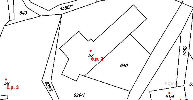 Petrašovice 2, Bílá na parcele st. 57 v KÚ Petrašovice, Katastrální mapa