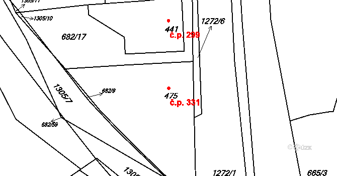 Benešov nad Ploučnicí 331 na parcele st. 475 v KÚ Benešov nad Ploučnicí, Katastrální mapa