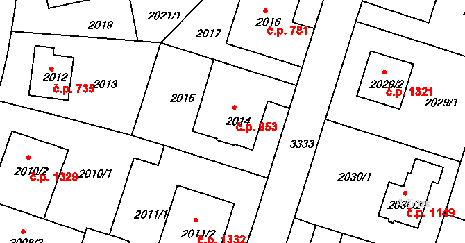 Michle 853, Praha na parcele st. 2014 v KÚ Michle, Katastrální mapa