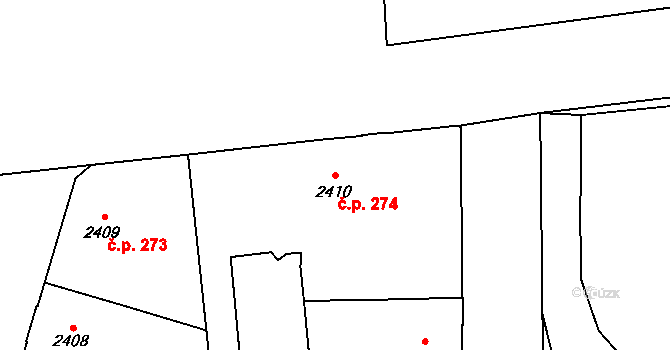 Břevnov 274, Praha na parcele st. 2410 v KÚ Břevnov, Katastrální mapa