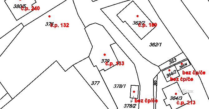 Dolní Libchava 133, Česká Lípa na parcele st. 379 v KÚ Dolní Libchava, Katastrální mapa