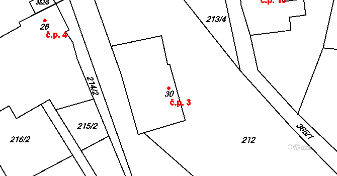 Kašov 3, Kuks na parcele st. 30 v KÚ Kašov, Katastrální mapa