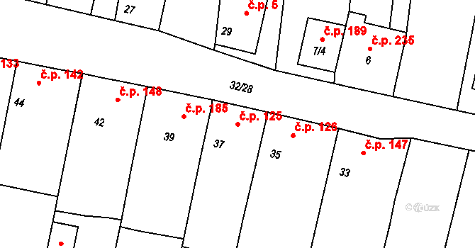 Unkovice 125 na parcele st. 37 v KÚ Unkovice, Katastrální mapa