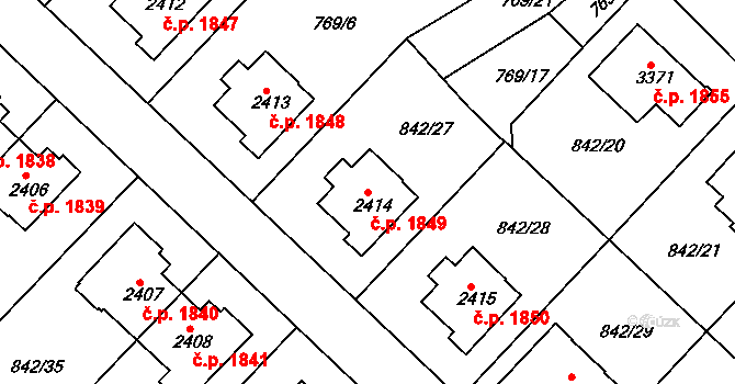Česká Třebová 1849 na parcele st. 2414 v KÚ Česká Třebová, Katastrální mapa