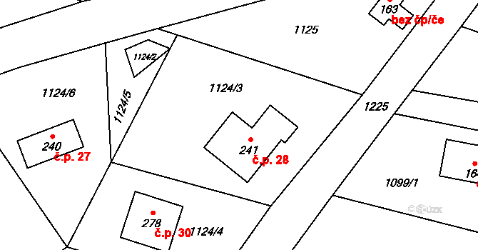 Číšťovice 28, Heřmaničky na parcele st. 241 v KÚ Heřmaničky, Katastrální mapa