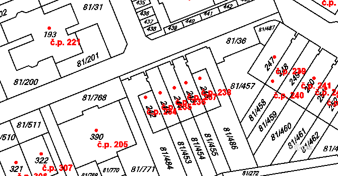 Nupaky 236 na parcele st. 244 v KÚ Nupaky, Katastrální mapa