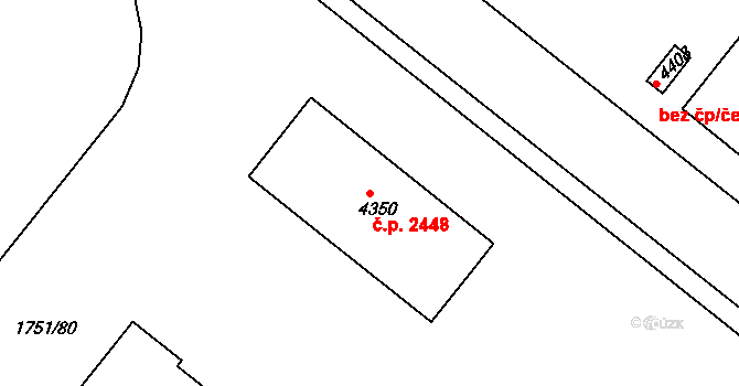 Uherský Brod 2448 na parcele st. 4350 v KÚ Uherský Brod, Katastrální mapa