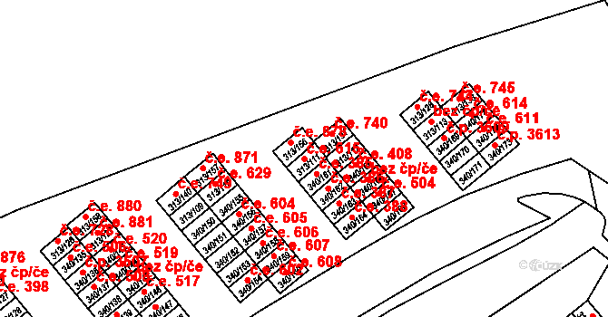 Vyškov-Předměstí 615, Vyškov na parcele st. 313/111 v KÚ Vyškov, Katastrální mapa