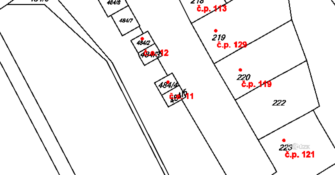 Opatovice 11, Vyškov na parcele st. 484/4 v KÚ Opatovice u Vyškova, Katastrální mapa
