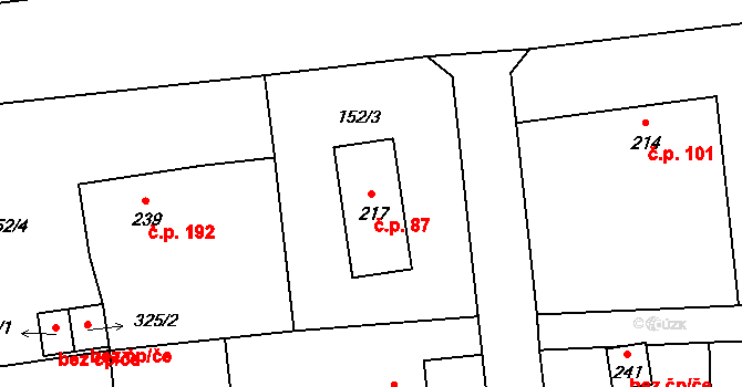 Čechtice 87 na parcele st. 217 v KÚ Čechtice, Katastrální mapa
