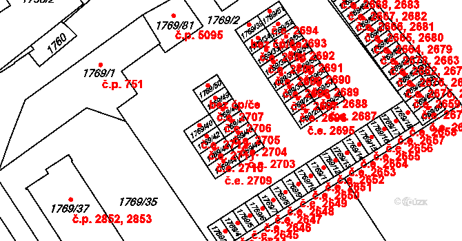 Jihlava 38666316 na parcele st. 1769/47 v KÚ Jihlava, Katastrální mapa