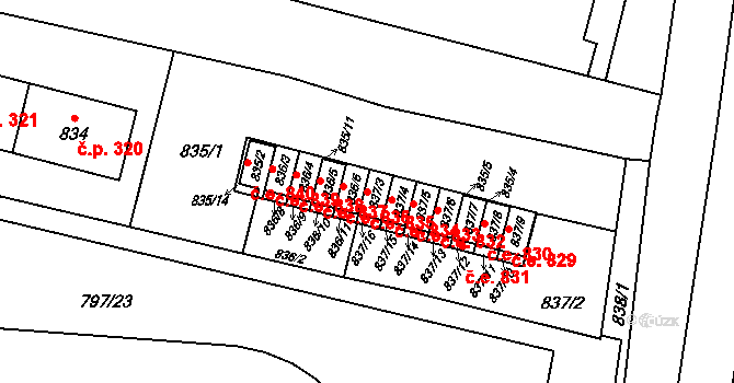 Pudlov 835, Bohumín na parcele st. 837/3 v KÚ Pudlov, Katastrální mapa