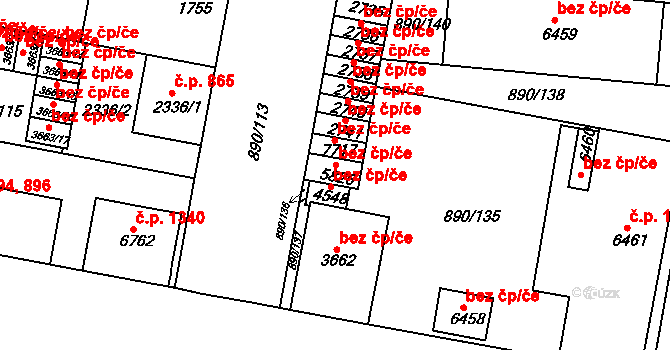 Třebíč 44162316 na parcele st. 5826 v KÚ Třebíč, Katastrální mapa