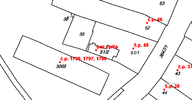 Rakovník 44457316 na parcele st. 51/2 v KÚ Rakovník, Katastrální mapa
