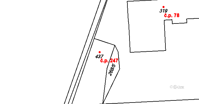 Lopeník 247 na parcele st. 437 v KÚ Lopeník, Katastrální mapa