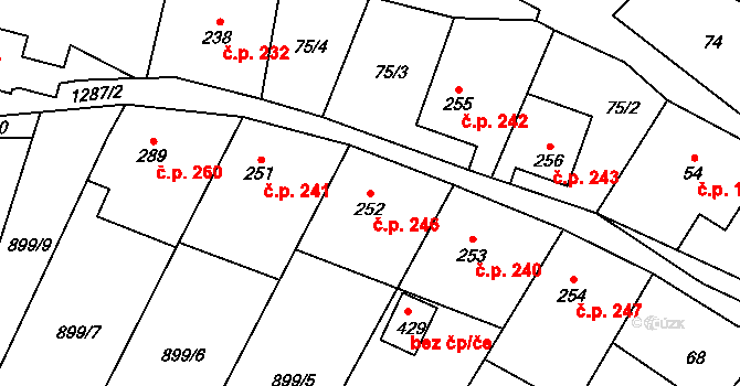 Hrabenov 246, Ruda nad Moravou na parcele st. 252 v KÚ Hrabenov, Katastrální mapa