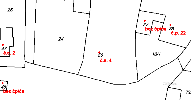 Starý Kramolín 4, Mutěnín na parcele st. 50 v KÚ Starý Kramolín, Katastrální mapa
