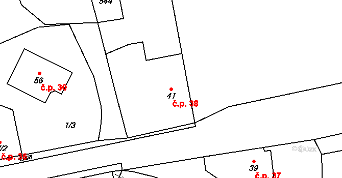 Dražkov 38, Sezemice na parcele st. 41 v KÚ Dražkov nad Labem, Katastrální mapa