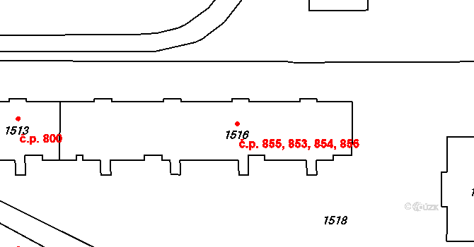 Mohelnice 853,854,855,856 na parcele st. 1516 v KÚ Mohelnice, Katastrální mapa