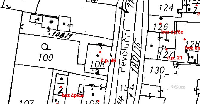 Horní Sekyřany 46, Heřmanova Huť na parcele st. 108/2 v KÚ Horní Sekyřany, Katastrální mapa