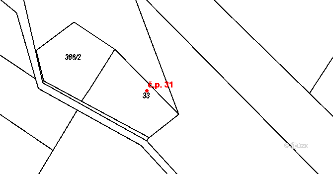 Kraborovice 31 na parcele st. 33 v KÚ Kraborovice, Katastrální mapa