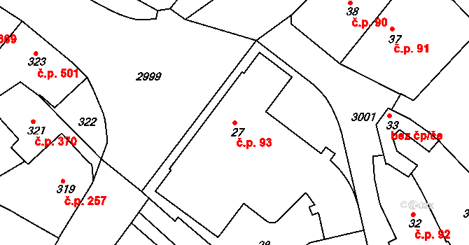 Rychnov nad Kněžnou 93 na parcele st. 27 v KÚ Rychnov nad Kněžnou, Katastrální mapa