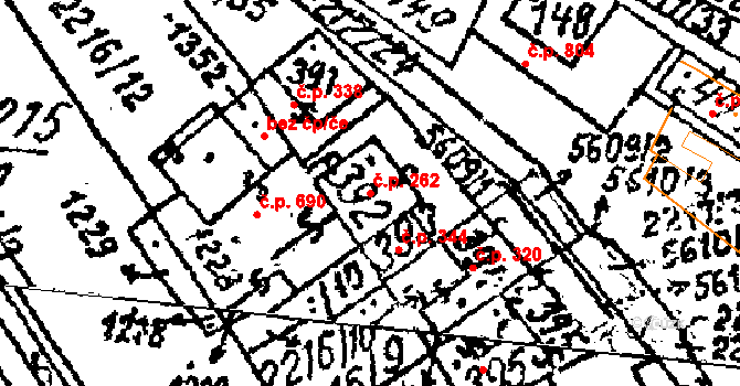 Kobylí 262 na parcele st. 392 v KÚ Kobylí na Moravě, Katastrální mapa