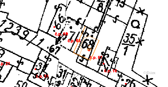 Horní Lukavice 67 na parcele st. 68 v KÚ Horní Lukavice, Katastrální mapa