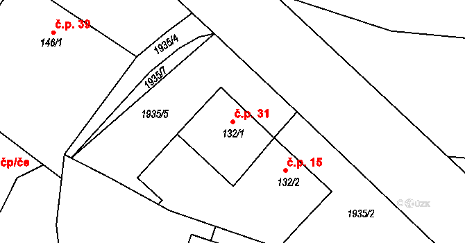 Čejtice 31, Horka II na parcele st. 132/1 v KÚ Horka nad Sázavou, Katastrální mapa