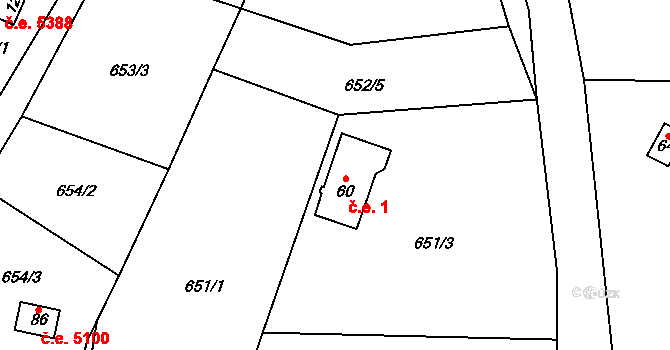 Popice 1, Jihlava na parcele st. 60 v KÚ Popice u Jihlavy, Katastrální mapa