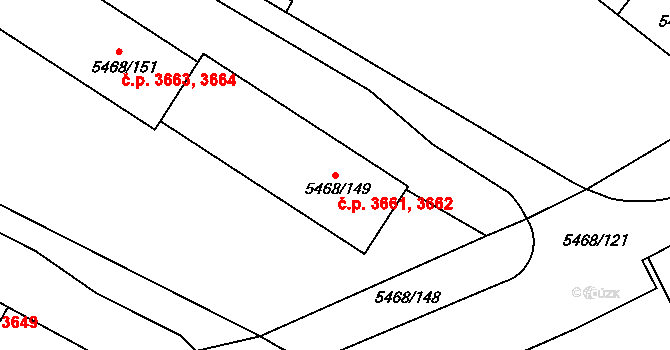 Jihlava 3661,3662 na parcele st. 5468/149 v KÚ Jihlava, Katastrální mapa