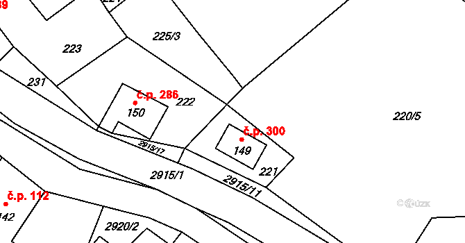 Kunratice u Cvikova 300 na parcele st. 149 v KÚ Kunratice u Cvikova, Katastrální mapa