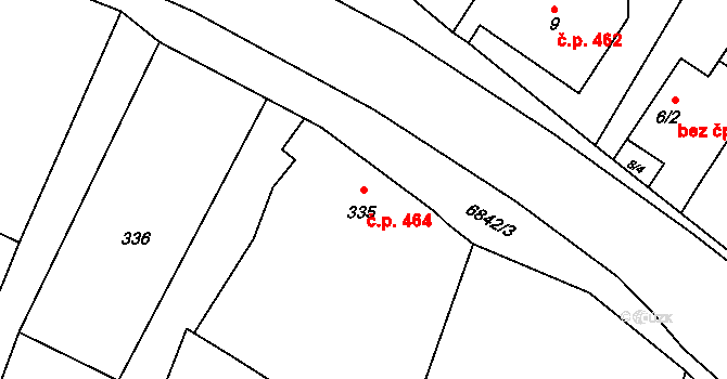 Rychvald 464 na parcele st. 335 v KÚ Rychvald, Katastrální mapa