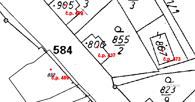Cvikov II 437, Cvikov na parcele st. 806 v KÚ Cvikov, Katastrální mapa