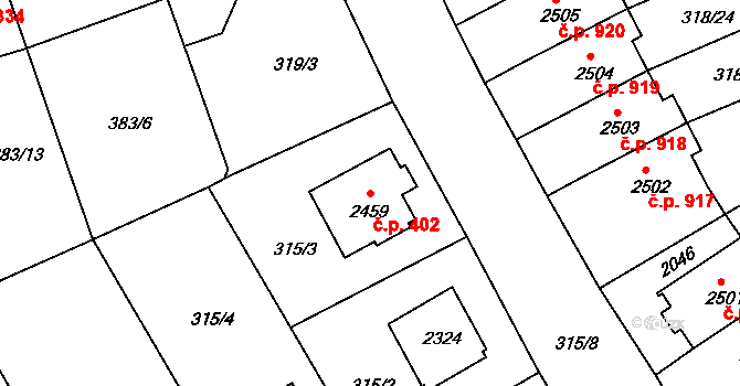Holínské Předměstí 402, Jičín na parcele st. 2459 v KÚ Jičín, Katastrální mapa